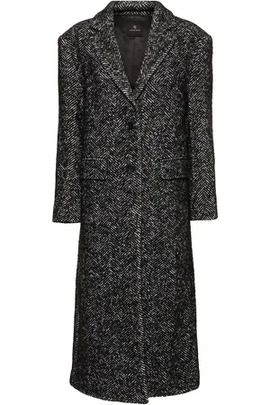 ANINE BING Cappotto Quinn In Tweed Spigato Di Misto Lana