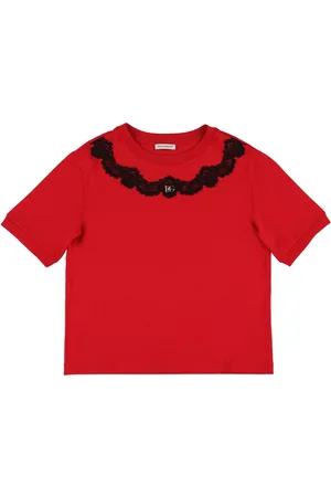 Dolce & Gabbana T-shirt In Jersey Di Cotone Con Logo E Pizzo
