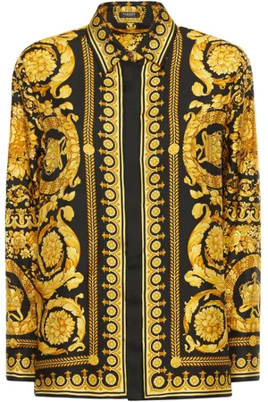 VERSACE Camicia In Twill Di Seta Stampa Barocco