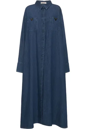 VALENTINO Vestito In Denim Chambray Con Logo