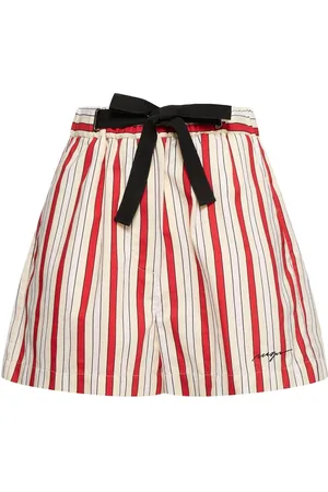 Msgm Shorts In Misto Cotone A Righe Con Fiocco