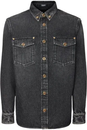 VERSACE Camicia In Denim Di Cotone Stonewashed