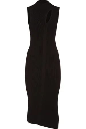 VERSACE Vestito Midi In Maglia A Costine Con Cutout