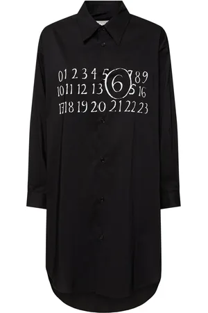 Maison Margiela Vestito Mini In Popeline Di Cotone Con Logo
