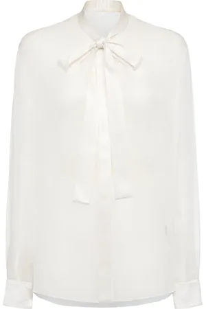 Dolce & Gabbana Camicia In Chiffon Di Seta Con Fiocco