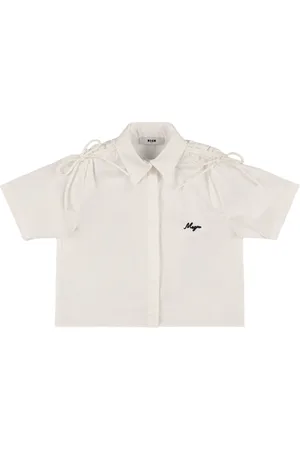 Msgm Camicia In Popeline Di Misto Cotone Con Fiocchi