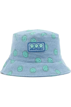 The New Society Cappello Bucket In Denim Di Cotone Stampato