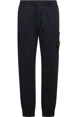 Stone Island Pantaloni In Felpa Di Cotone Con Patch Logo