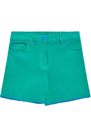 Stella McCartney Shorts In Denim Di Cotone Con Ricami