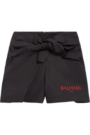 Balmain Shorts In Popeline Di Cotone Con Nodo