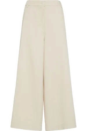 Max Mara Pantaloni Larghi Disco In Drill Di Cotone