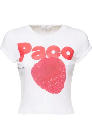 Paco rabanne T-shirt In Cotone Pointelle Stampato