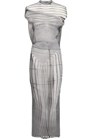 Jean Paul Gaultier Vestito Body Morphing In Mesh Stampato