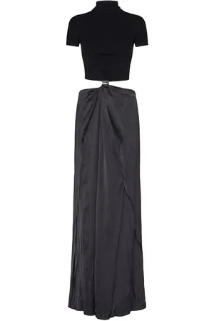 Sportmax Vestito Lungo Ares In Raso Di Viscosa / Cutout