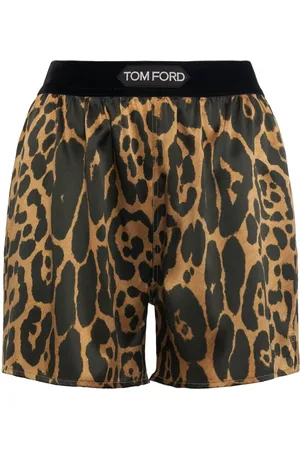 Tom Ford Shorts In Raso Di Seta Stretch Stampa Animalier