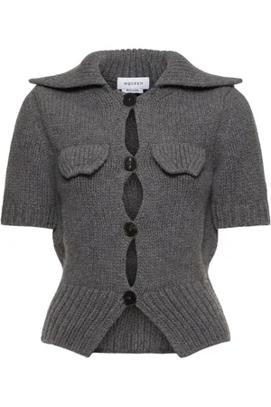 Alexander McQueen Cardigan A Maniche Corte In Misto Lana
