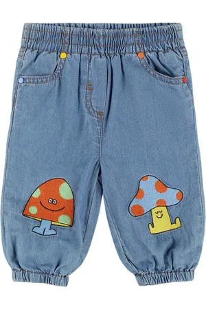 Stella McCartney Pantaloni In Cotone Chambray Con Ricami