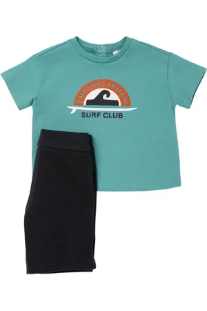 Emporio Armani T-shirt E Shorts In Jersey Con Stampa