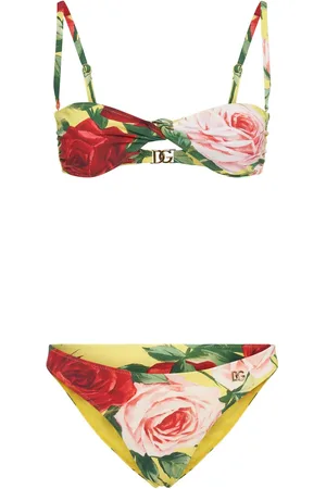 Dolce & Gabbana Set Bikini Rosa In Jersey Stampato