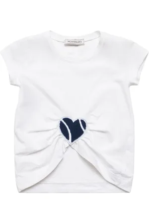 MONNALISA T-shirt In Jersey Di Misto Cotone Con Ricami