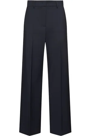 Max Mara Pantaloni Larghi Visivo In Lana Stretch