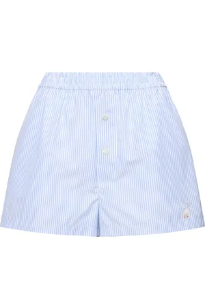 Moschino Shorts In Popeline A Righe Con Vita Elasticizzata