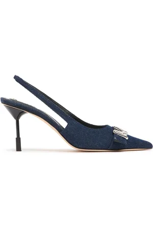 Msgm Décolleté Slingback In Denim 75mm