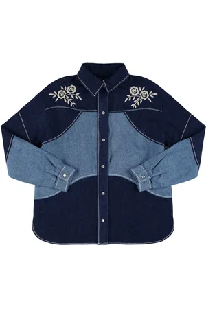 The New Society Camicia In Denim Di Cotone / Ricami