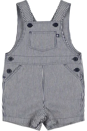 Petit Bateau Salopette In Twill Di Misto Cotone A Righe