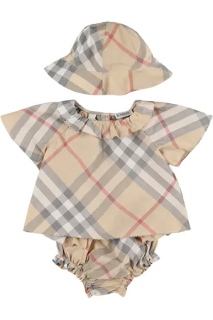Burberry Vestito In Cotone Stampato Con Culotte E Cappello