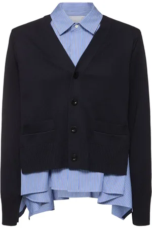 SACAI Cardigan In Maglia Di Popeline Di Misto Cotone