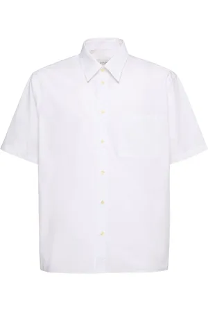 LANEUS Camicia A Maniche Corte Unisex In Popeline
