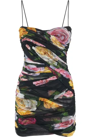 Dolce & Gabbana Vestito Mini In Tulle Stretch Stampato