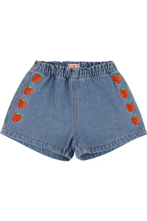 Tiny Cottons Shorts In Denim Di Cotone Con Ricami