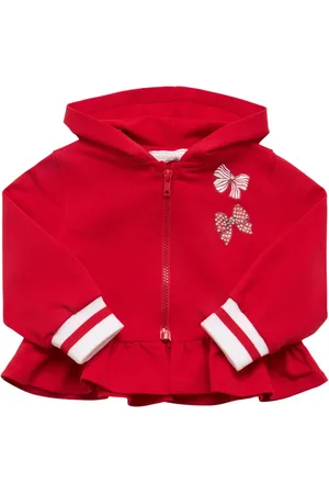 MONNALISA Felpa In Jersey Stampato Con Zip E Cappuccio