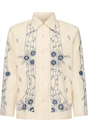 HARAGO Camicia Floreale Con Ricami