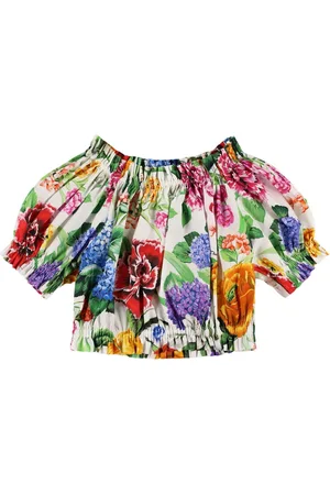 Dolce & Gabbana Crop Top In Cotone Stampato