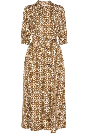 Max Mara Vestito Lungo Luxgi In Popeline Stampato