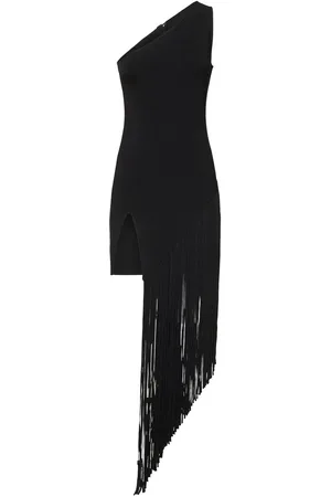 DAVID KOMA Vestito Asimmetrico In Maglia / Frange