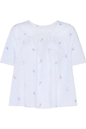 Max Mara Top Editta In Popeline Con Ricami
