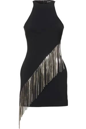 DAVID KOMA Vestito In Cady / Frange Metallizzate