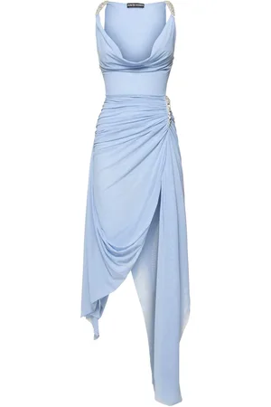 DAVID KOMA Vestito Asimmetrico In Mesh Drappeggiato