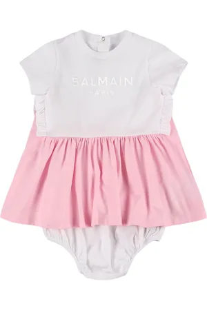 Balmain Vestito E Culotte In Jersey Di Cotone Con Logo