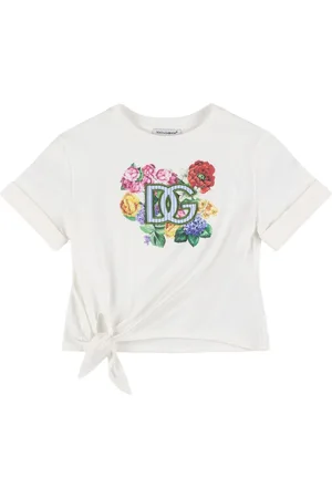 Dolce & Gabbana T-shirt In Cotone Con Nodo E Ricami