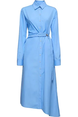 Msgm Vestito Midi In Popeline Con Cintura