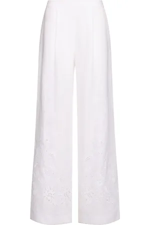 ERMANNO SCERVINO Pantaloni Larghi In Lino Con Dettagli In Pizzo