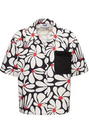 Msgm Camicia In Misto Cotone Stampato