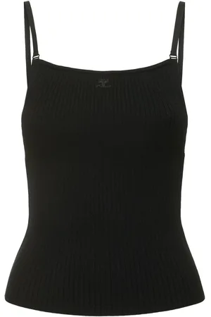 Courrèges Tank Top In Maglia Di Viscosa A Costine