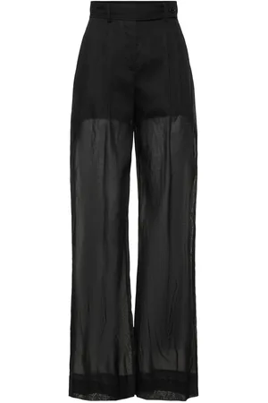 Alberta Ferretti Pantaloni Larghi In Organza Di Cotone Trasparente
