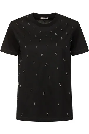 Moncler T-shirt In Cotone Con Perline Ricamate